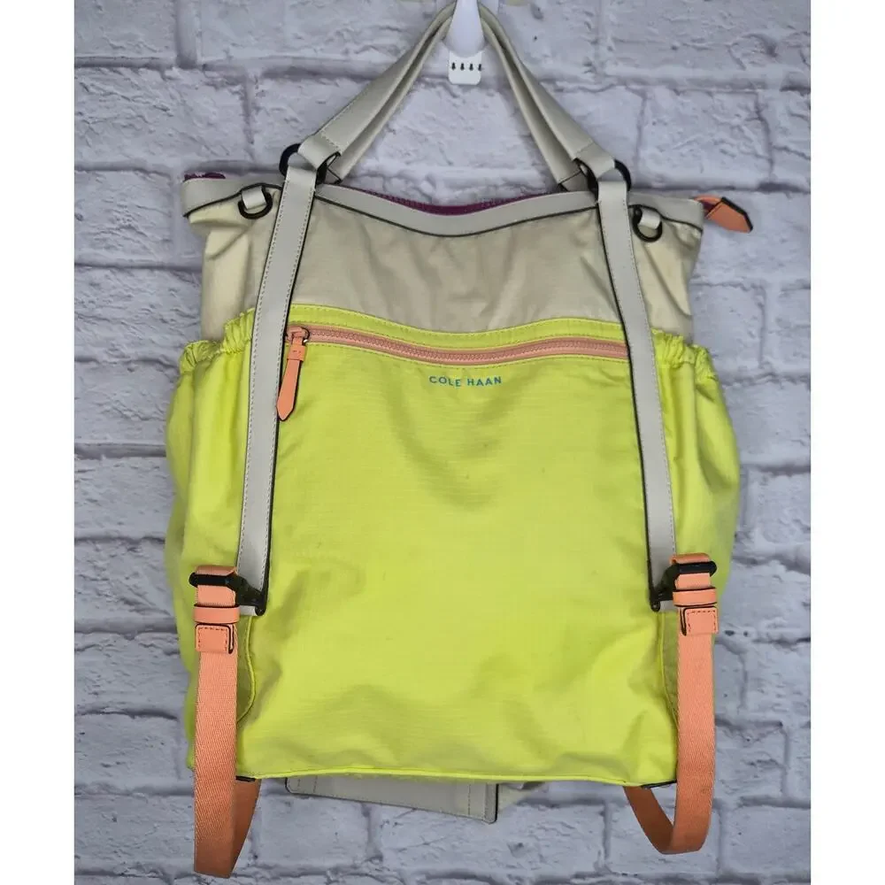 RARE Cole Haan Performance Grand Series Summer Lime Backpack Tote Bag Travel.